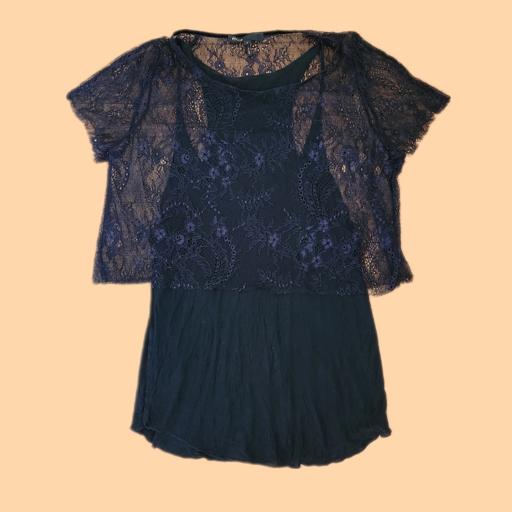 Maje black tank top lace crop top combo 2